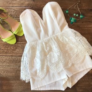 BEAUTIFUL lace overlay romper!